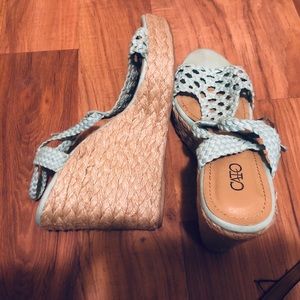 Blue wedges worn once. Size 7
